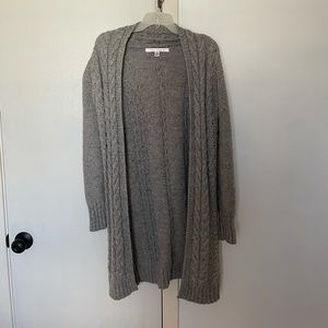 Long grey cardigan sweater